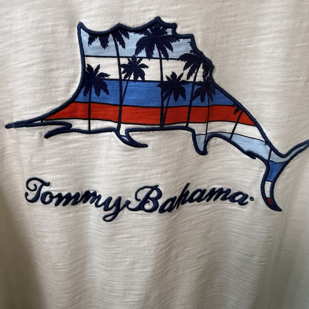 Rare Tommy Bahama Billboard Marlin Shirt Mens XL White Embroidered Long Sleeve